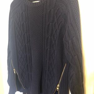 CAbi Navy Blue Cable Knit Sweater